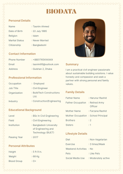 Pure marriage-cv template