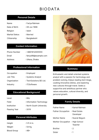 Ease marriage-cv template
