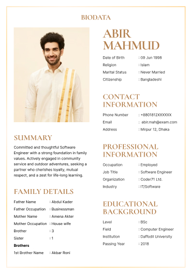 Serene marriage-cv template