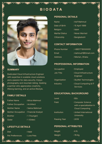 Solace marriage-cv template