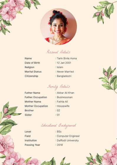 Radiace marriage-cv template